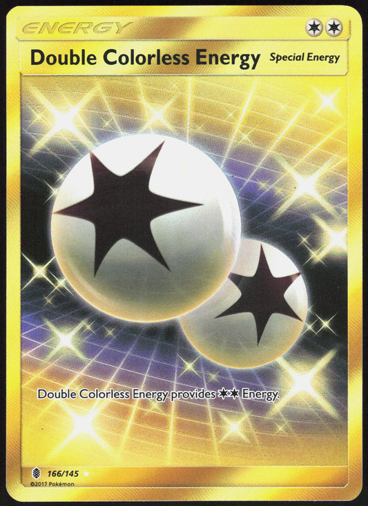 DOUBLE COLORLESS ENERGY (SECRET) 166/145 GUARDIANS RISING POKEMON SECRET RARE LP