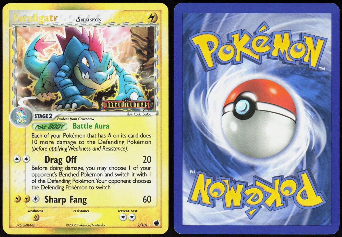 FERALIGATR Δ 2/101 DRAGON FRONTIERS POKEMON RARE REVERSE HOLO LP