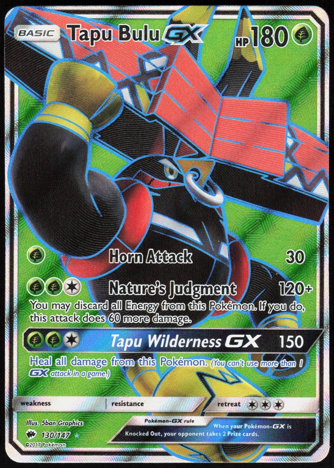 TAPU BULU GX 130/147 BURNING SHADOWS POKEMON ULTRA RARE HOLO LP