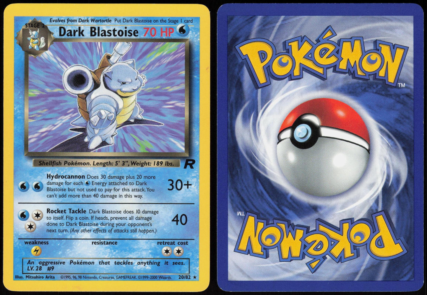 DARK BLASTOISE 20/82 TEAM ROCKET POKEMON RARE UNLIMITED LP