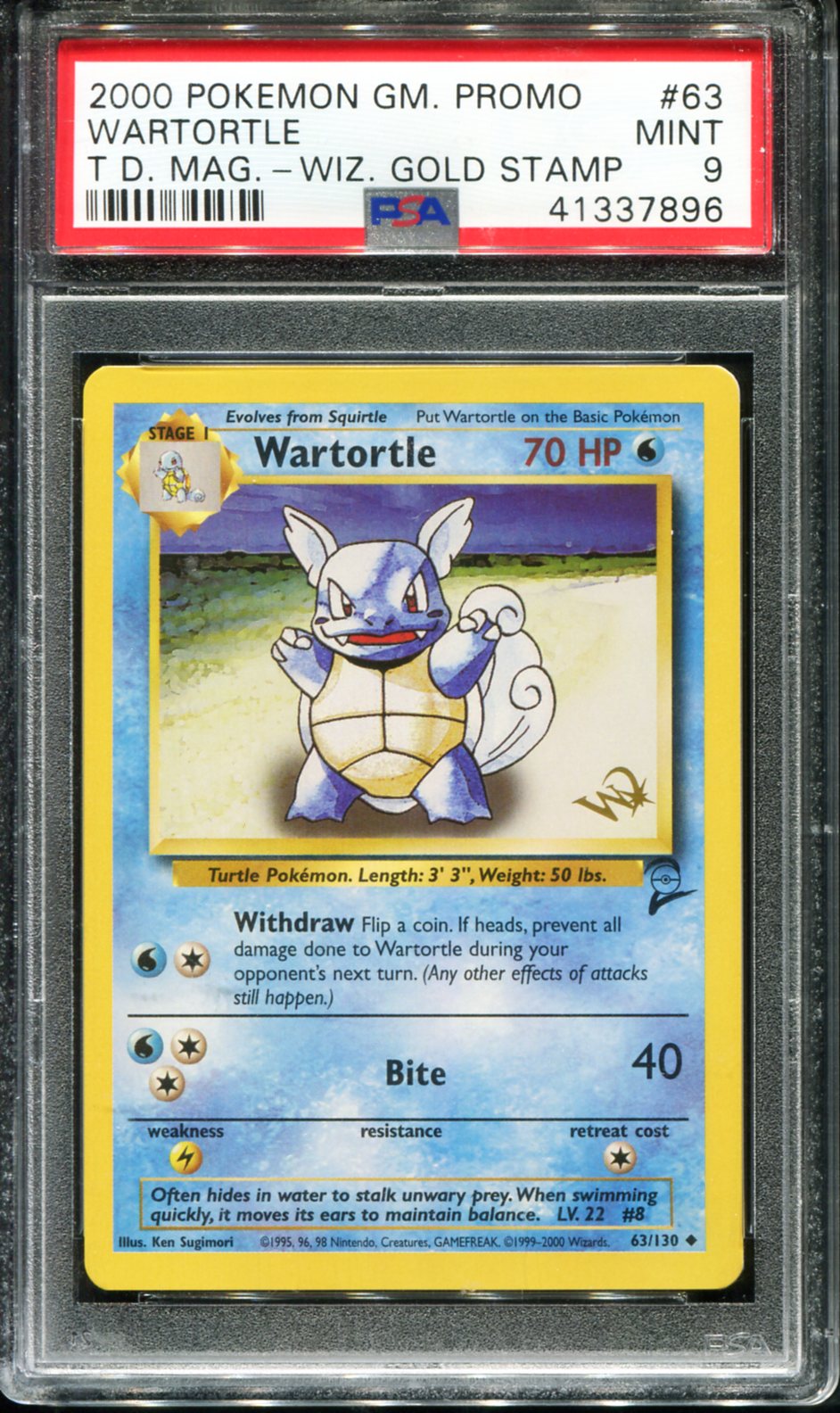 WARTORTLE 63 PSA 9 TOP DECK MAGAZINE GAME PROMO POKEMON