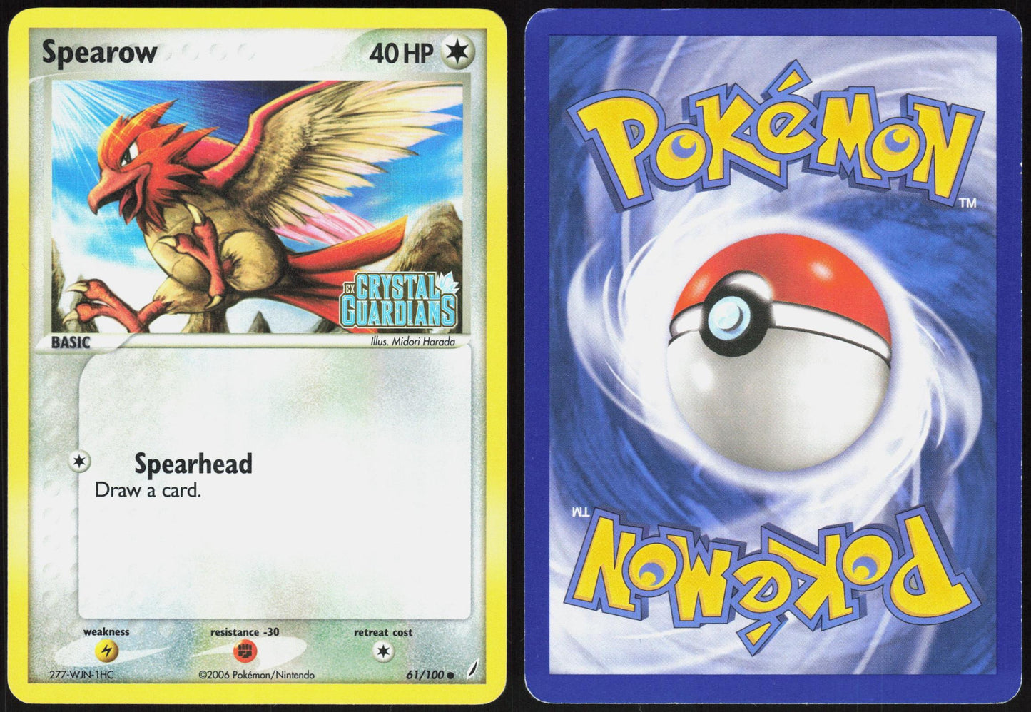 SPEAROW 61/100 CRYSTAL GUARDIANS POKEMON COMMON REVERSE HOLO MP