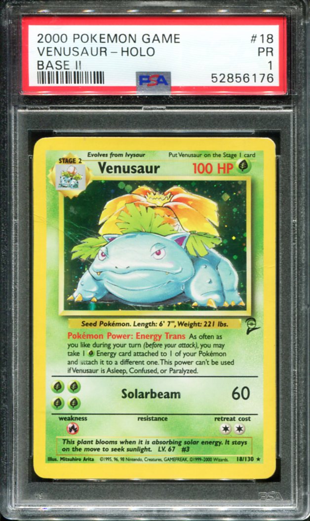 VENUSAUR HOLO 18 PSA 1 GAME BASE II POKEMON