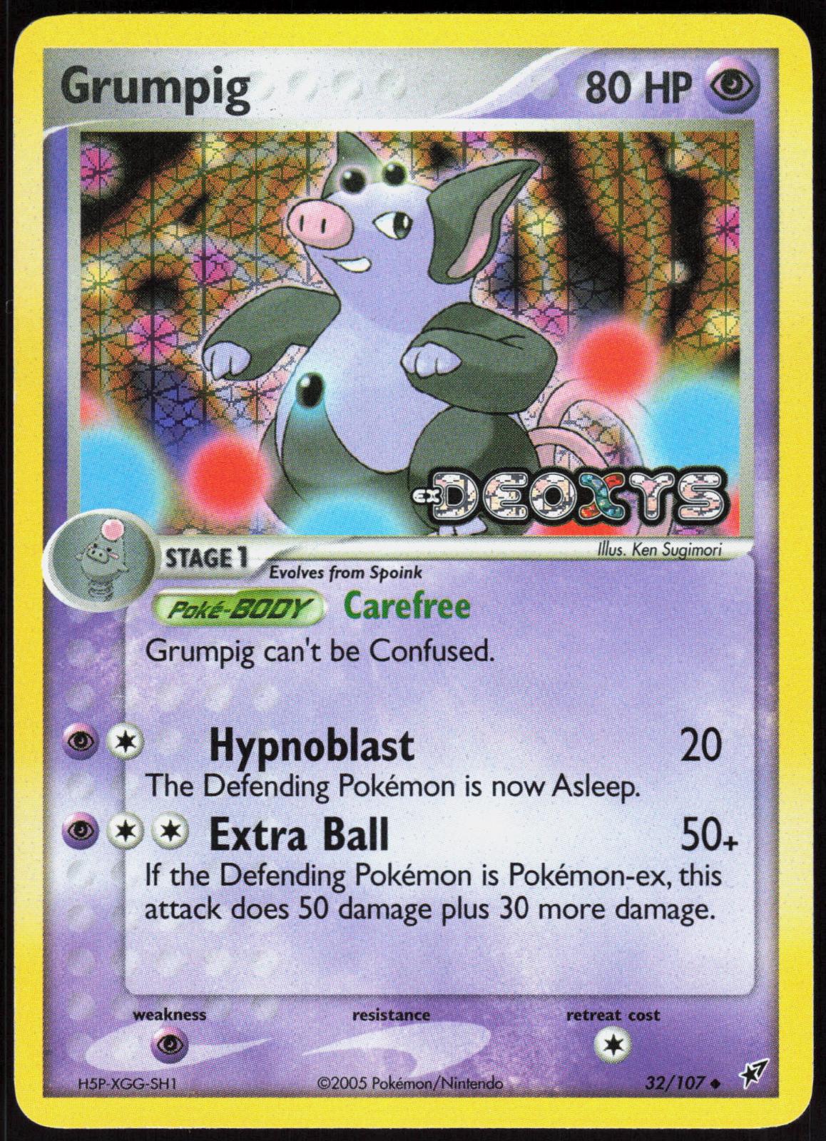 GRUMPIG 32/107 DEOXYS POKEMON UNCOMMON REVERSE HOLO LP