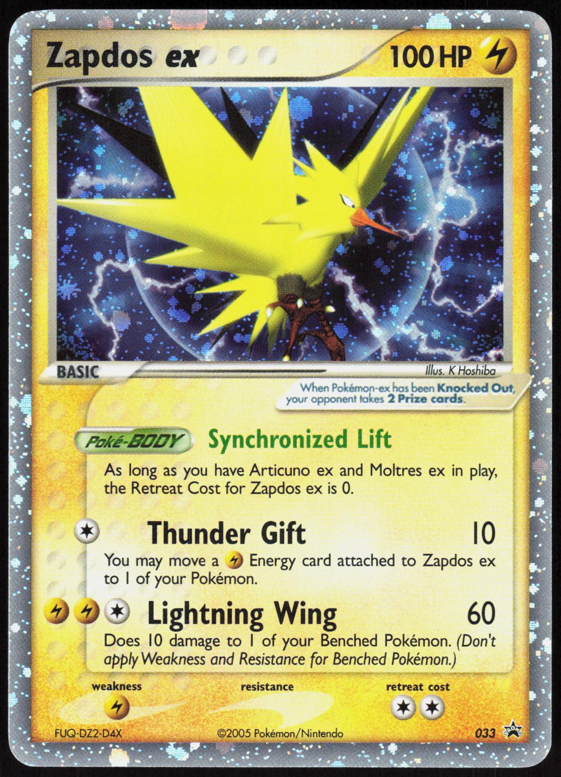 ZAPDOS EX 033 NINTENDO BLACK STAR PROMOS POKEMON PROMO HOLO LP
