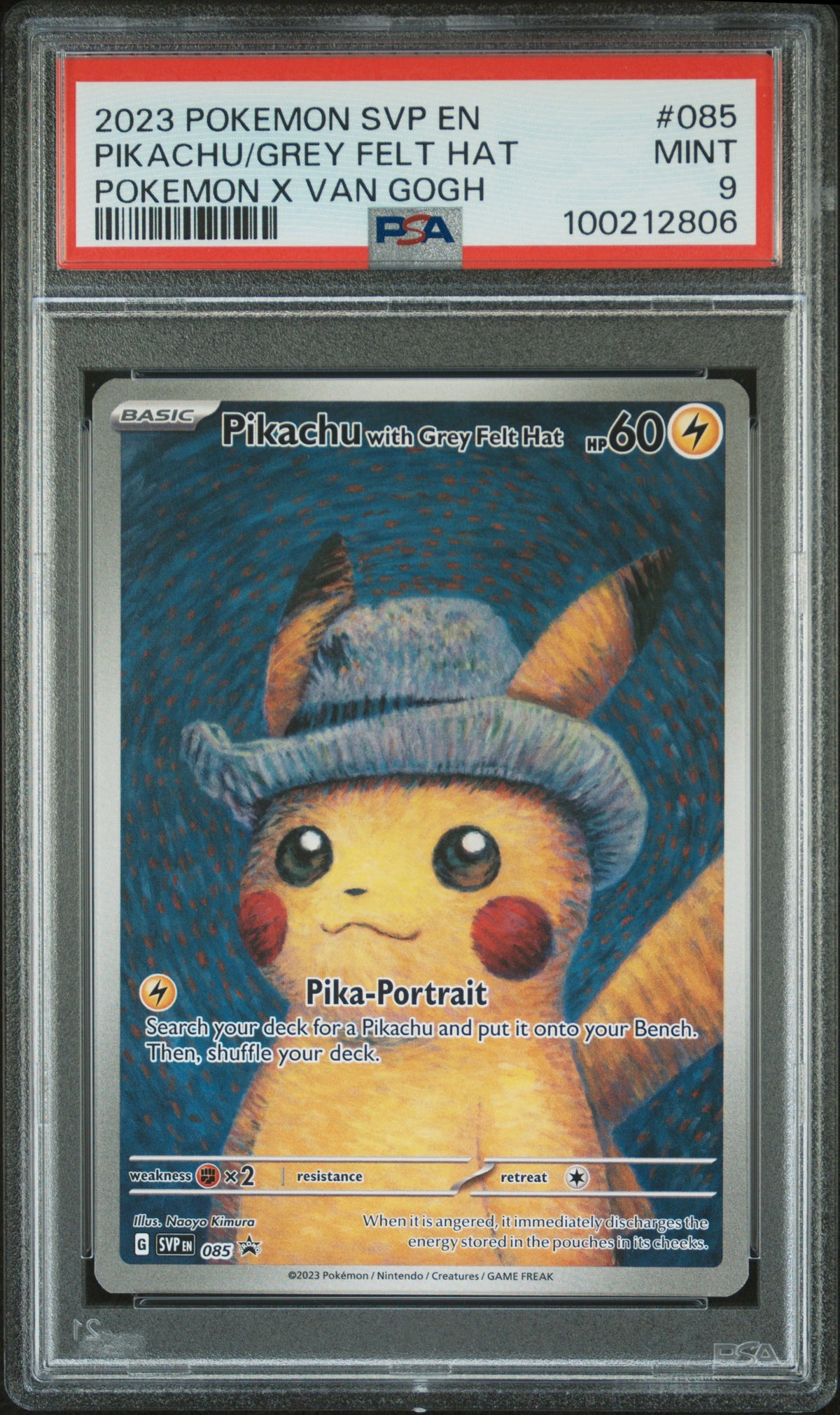 POKEMON TCG - PIKACHU WITH GREY FELT HAT 085 PSA 9 POKEMON X VAN GOGH POKEMON