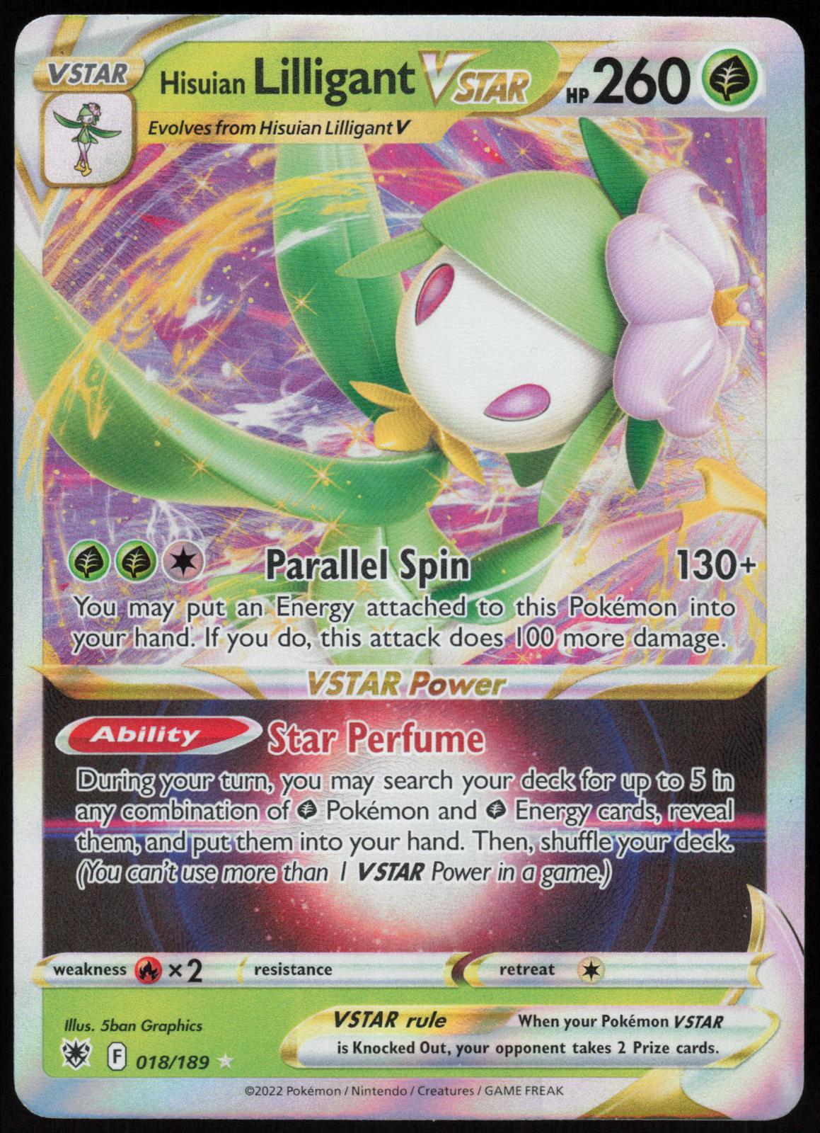HISUIAN LILLIGANT VSTAR 018/189 ASTRAL RADIANCE POKEMON VSTAR RARE HOLO LP