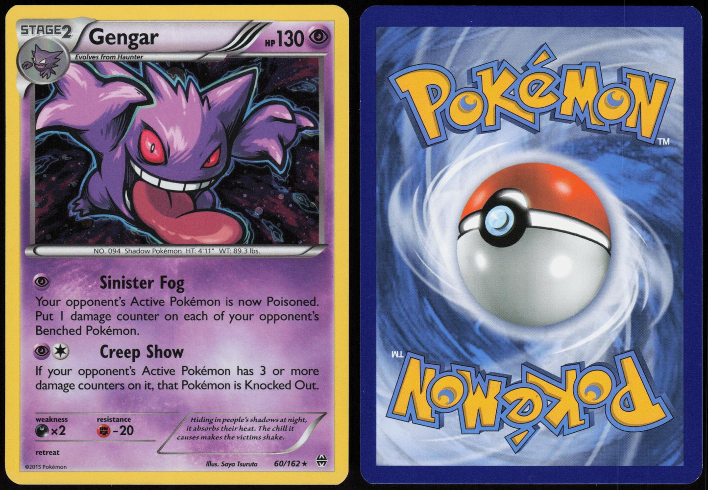 GENGAR 60/162 BREAKTHROUGH POKEMON RARE HOLO LP