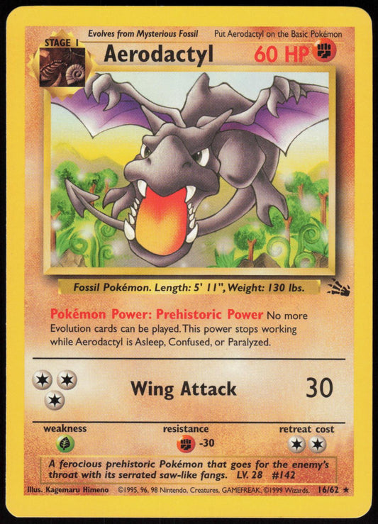 AERODACTYL 16/62 FOSSIL POKEMON RARE UNLIMITED LP
