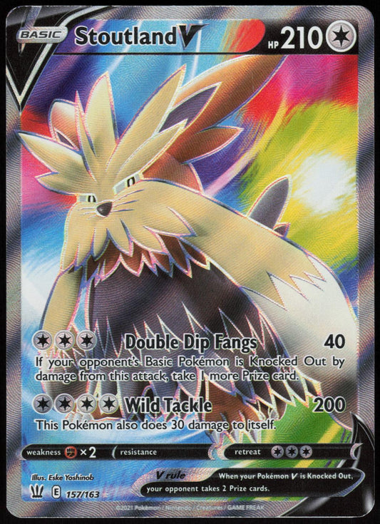 STOUTLAND V 157/163 BATTLE STYLES POKEMON ULTRA RARE HOLO LP