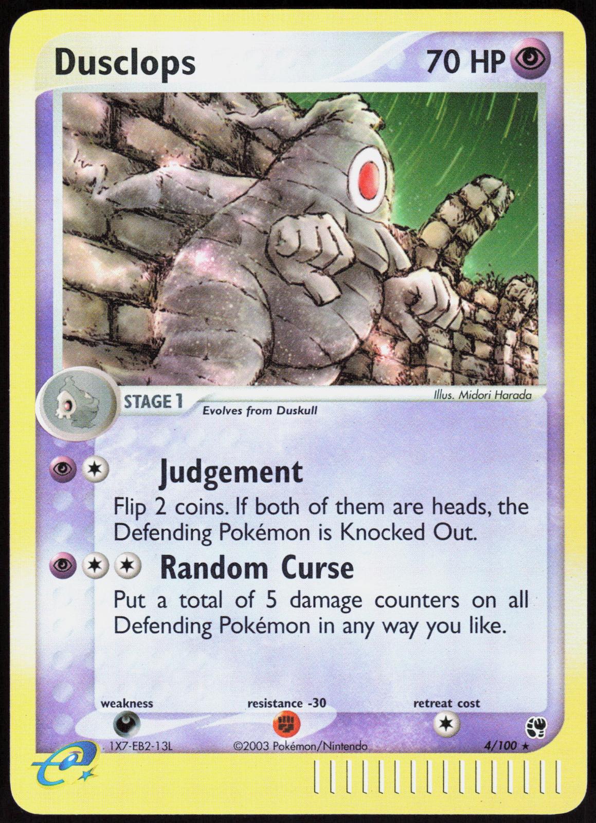 DUSCLOPS 4/100 SANDSTORM POKEMON RARE REVERSE HOLO NM