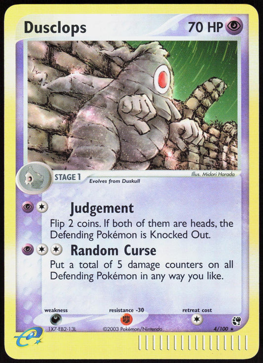 DUSCLOPS 4/100 SANDSTORM POKEMON RARE REVERSE HOLO NM
