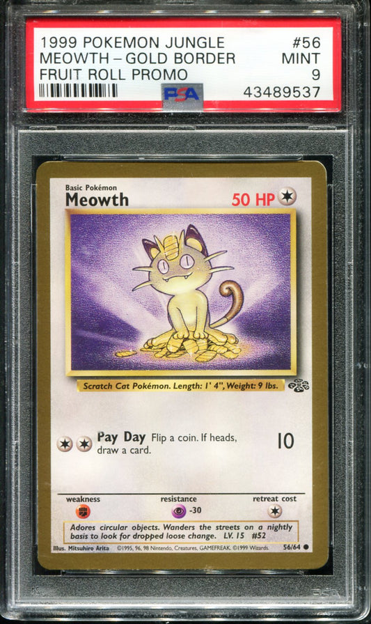 MEOWTH-GOLD BORDER 56/64 PSA 9 FRUIT ROLL PROMO JUNGLE PROMO POKEMON