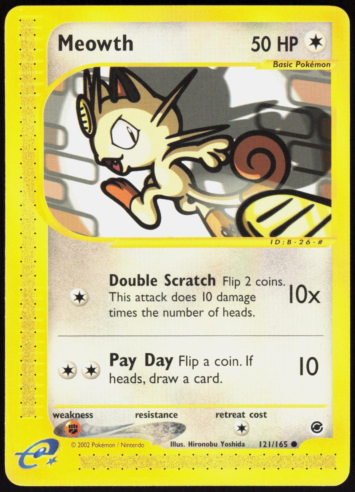 MEOWTH 121/165 EXPEDITION BASE SET POKEMON COMMON LP