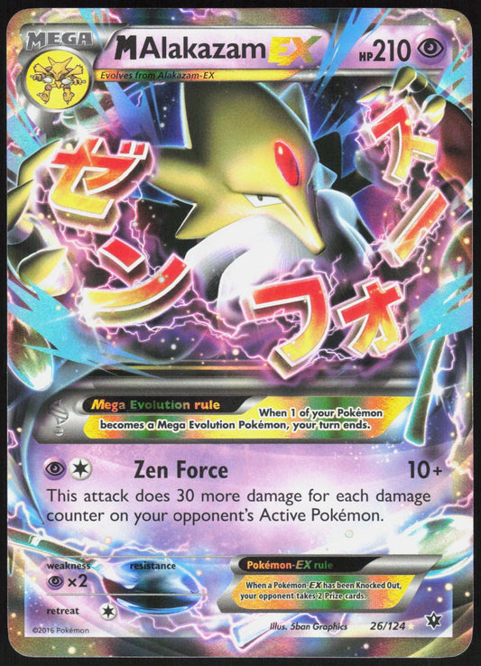M ALAKAZAM EX 26/124 FATES COLLIDE POKEMON EX RARE LP