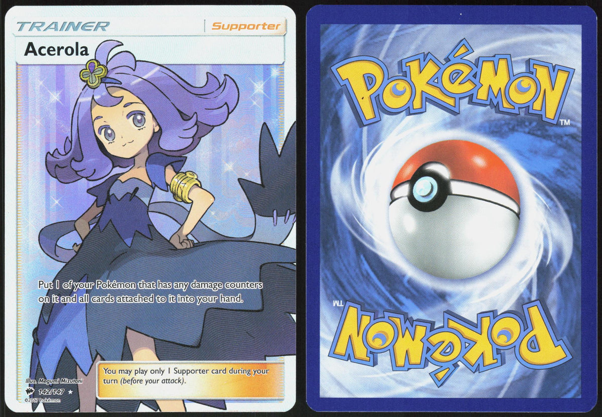 ACEROLA 142/147 BURNING SHADOWS POKEMON ULTRA RARE HOLO LP