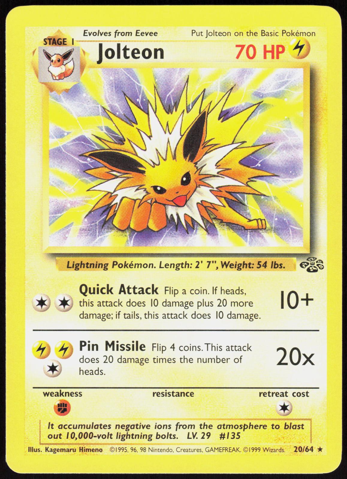 JOLTEON 20/64 JUNGLE POKEMON RARE UNLIMITED LP