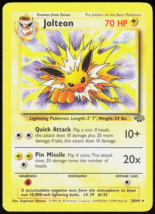 JOLTEON 20/64 JUNGLE POKEMON RARE UNLIMITED LP