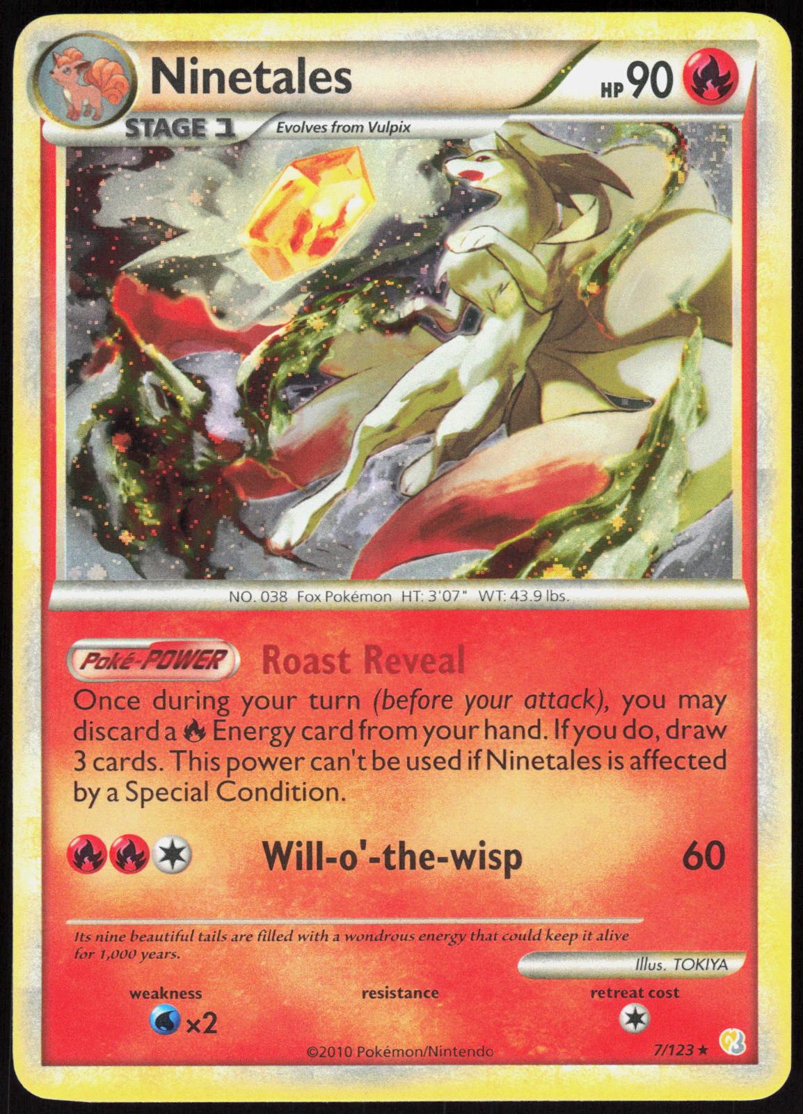 NINETALES 7/123 HEARTGOLD & SOULSILVER POKEMON RARE HOLO LP