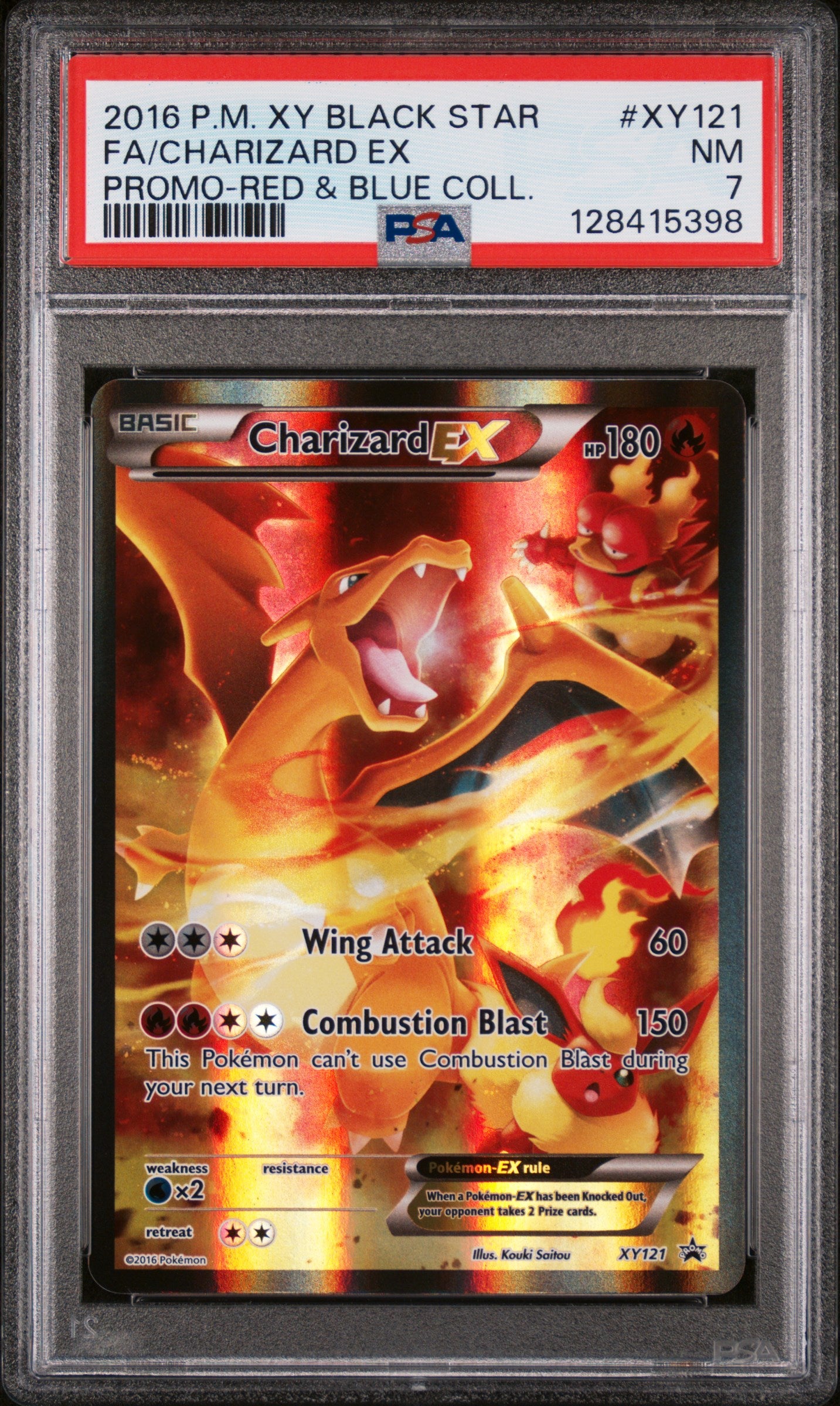 POKEMON TCG - CHARIZARD EX XY121 PSA 7 RED & BLUE COLLECTION POKEMON