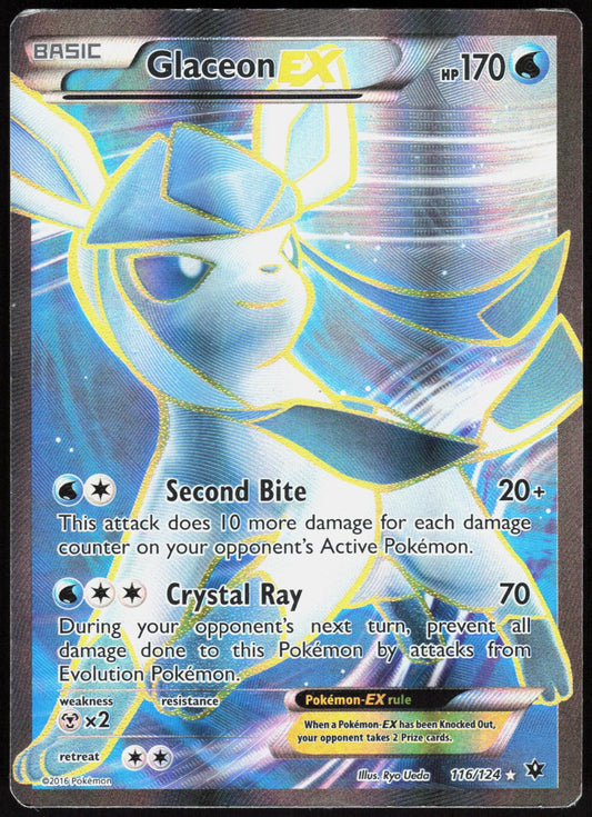 GLACEON EX 116/124 FATES COLLIDE POKEMON ULTRA RARE HOLO HP