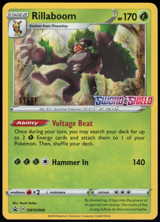 RILLABOOM (PRERELEASE) [STAFF] SWSH006 SWORD & SHIELD PROMO POKEMON HOLO NM