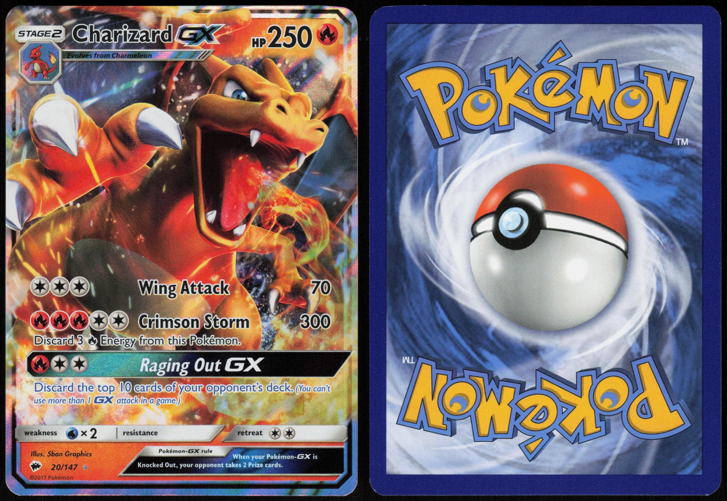 CHARIZARD GX 20/147 BURNING SHADOWS POKEMON GX RARE HOLO LP