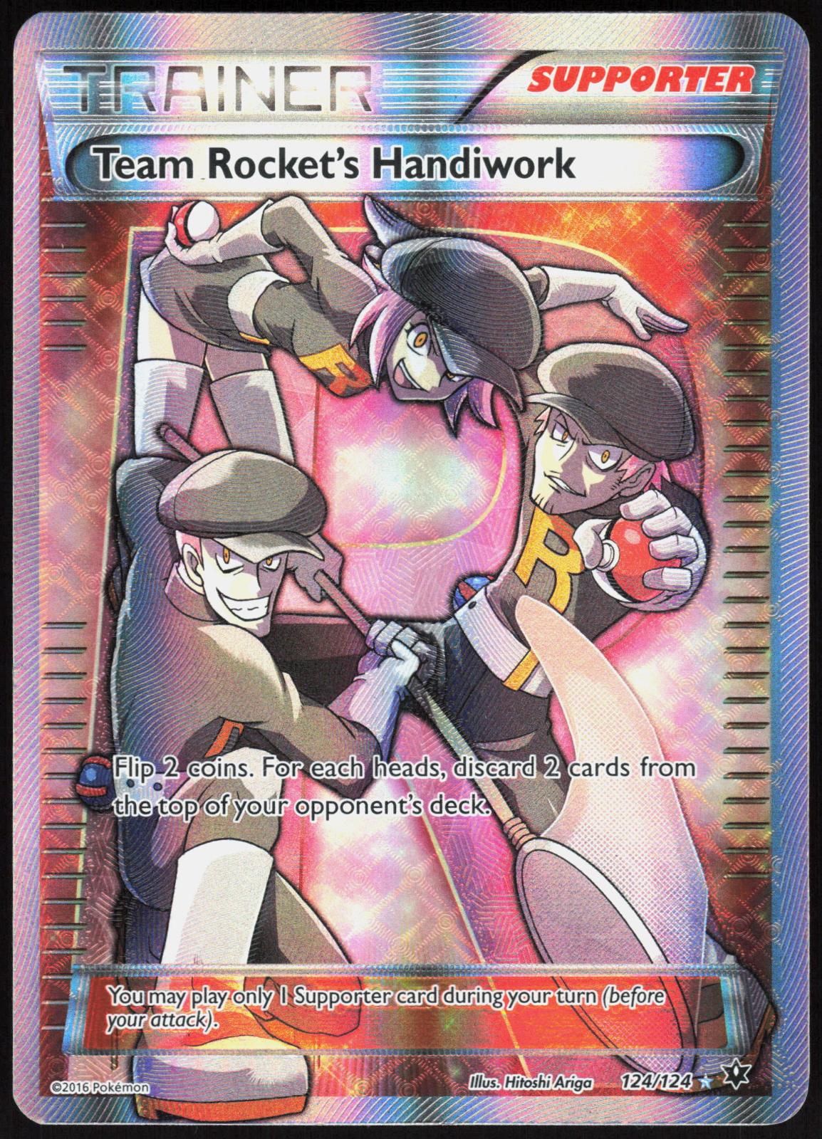 TEAM ROCKET'S HANDIWORK 124/124 FATES COLLIDE POKEMON ULTRA RARE LP