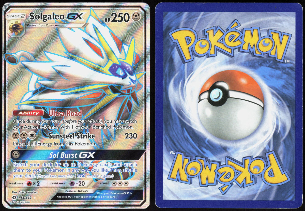 SOLGALEO GX (FULL ART) 143/149 SM BASE SET POKEMON ULTRA RARE HOLO MP