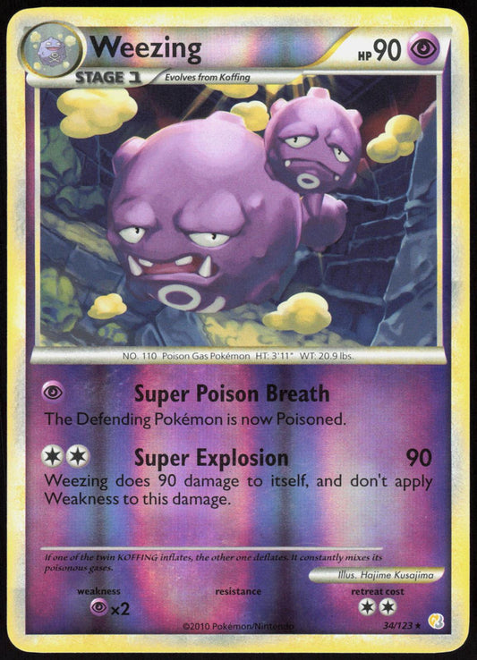 WEEZING 34/123 HEARTGOLD & SOULSILVER POKEMON RARE MP