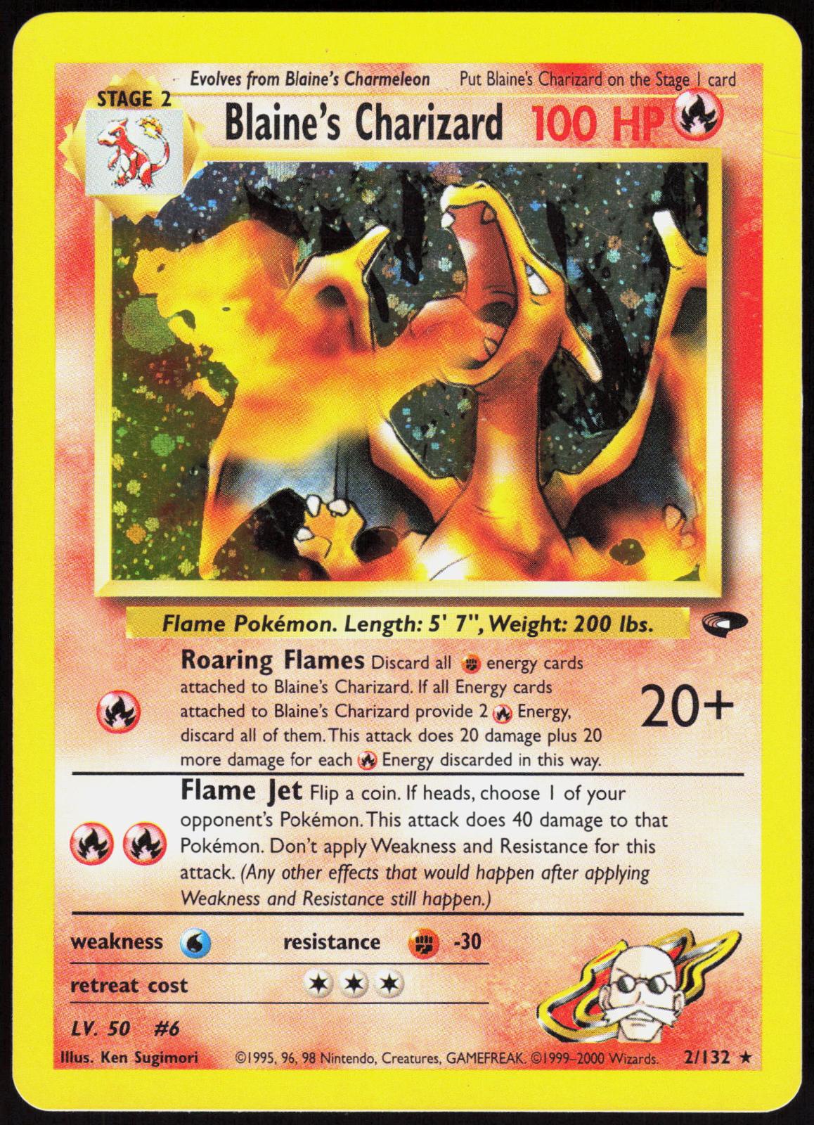 BLAINE'S CHARIZARD 2/132 GYM CHALLENGE POKEMON RARE UNLIMITED HOLO HP
