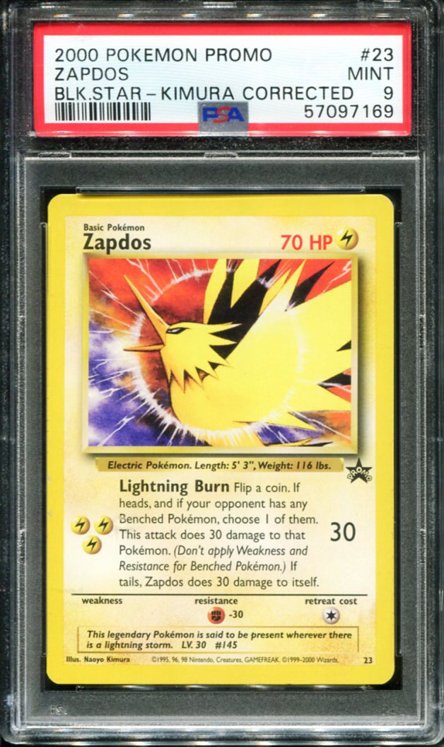 ZAPDOS 23 PSA 9 NAOYO KIMURA CORRECTED PROMO BLACK STAR POKEMON