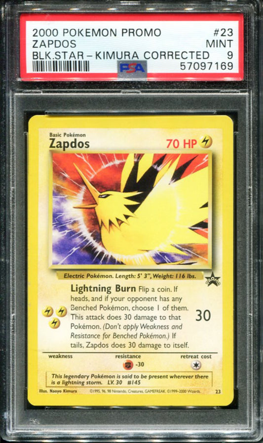 ZAPDOS 23 PSA 9 NAOYO KIMURA CORRECTED PROMO BLACK STAR POKEMON