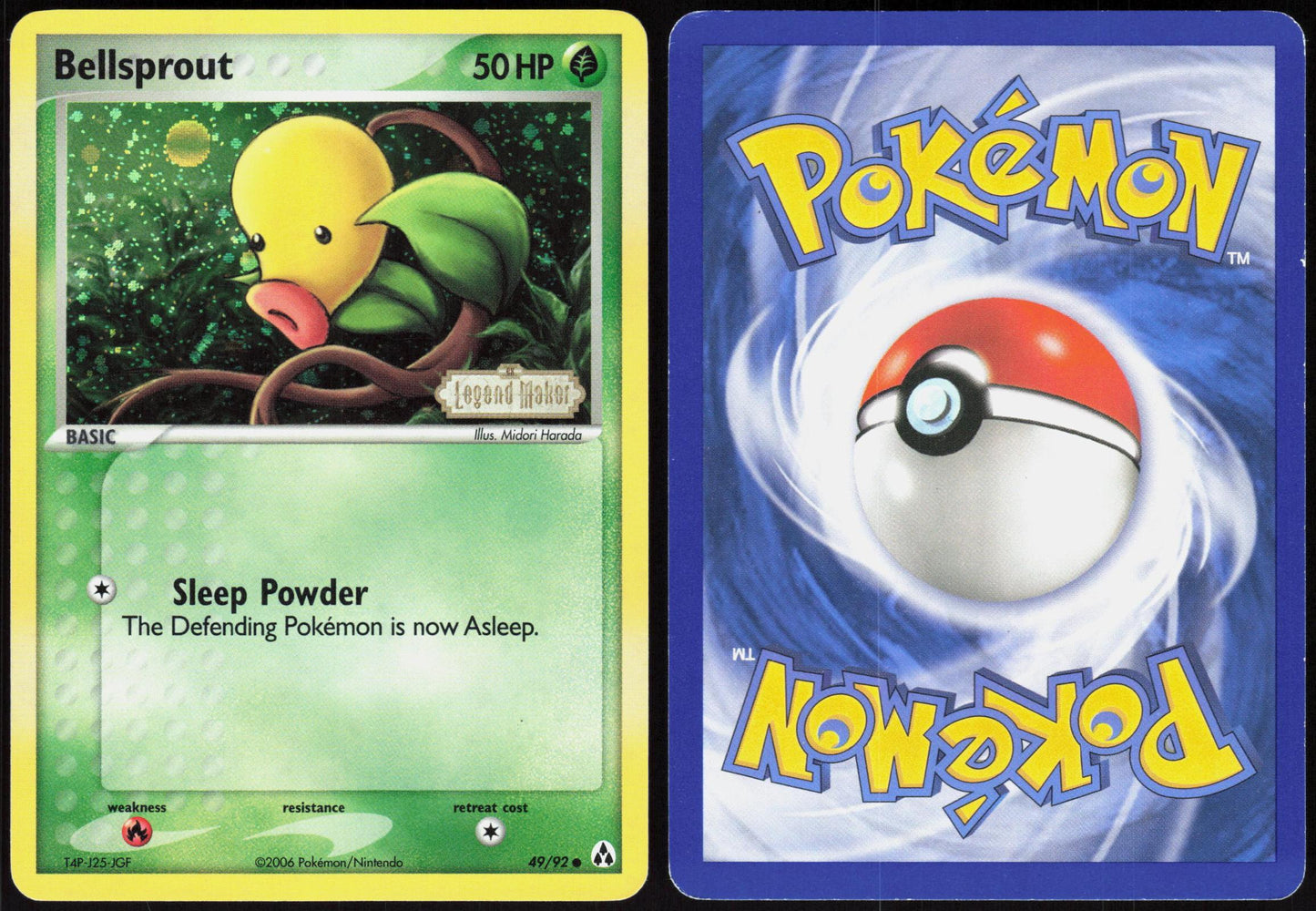 BELLSPROUT 49/92 LEGEND MAKER POKEMON COMMON REVERSE HOLO HP