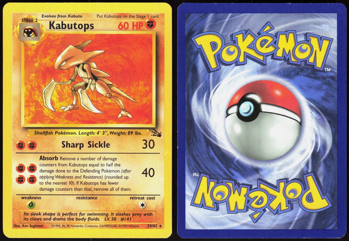 KABUTOPS 24/62 FOSSIL POKEMON RARE UNLIMITED LP