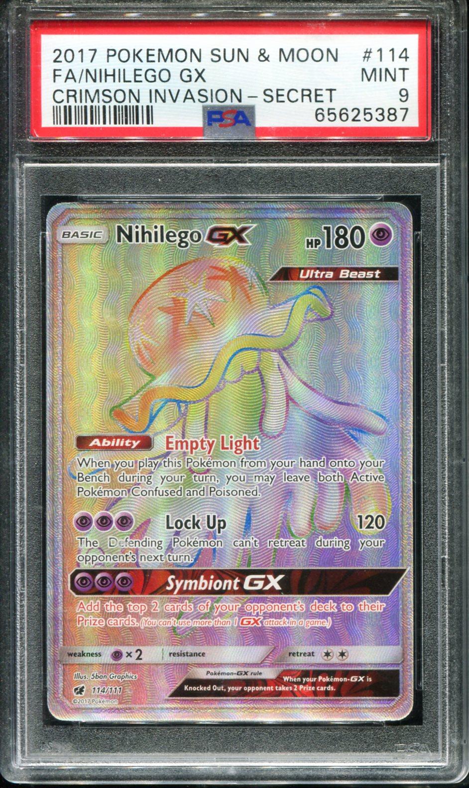 NIHILEGO GX 114/111 PSA 9 SECRET CRIMSON INVASION POKEMON