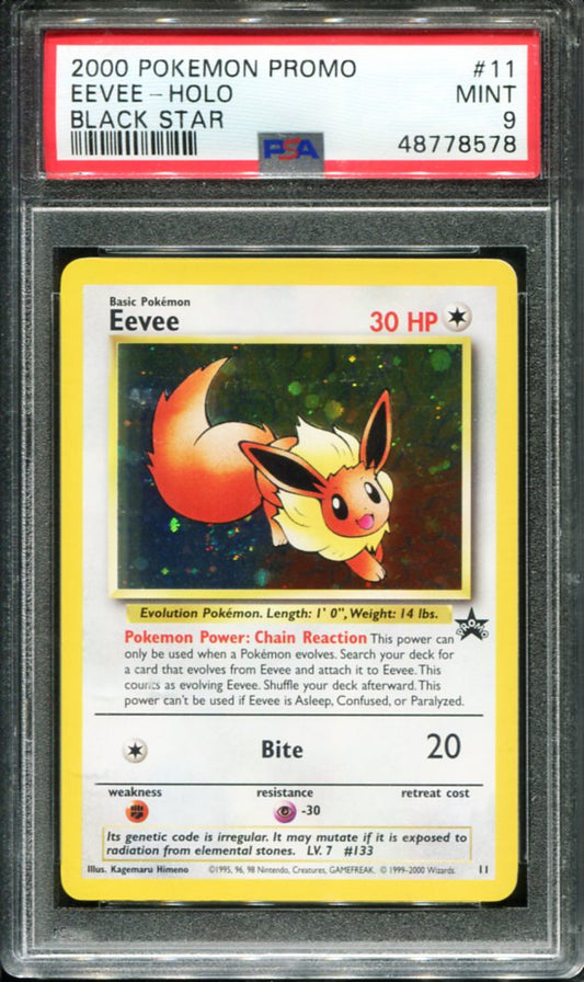 EEVEE HOLO 11 PSA 9 POKEMON LEAGUE PROMO BLACK STAR POKEMON