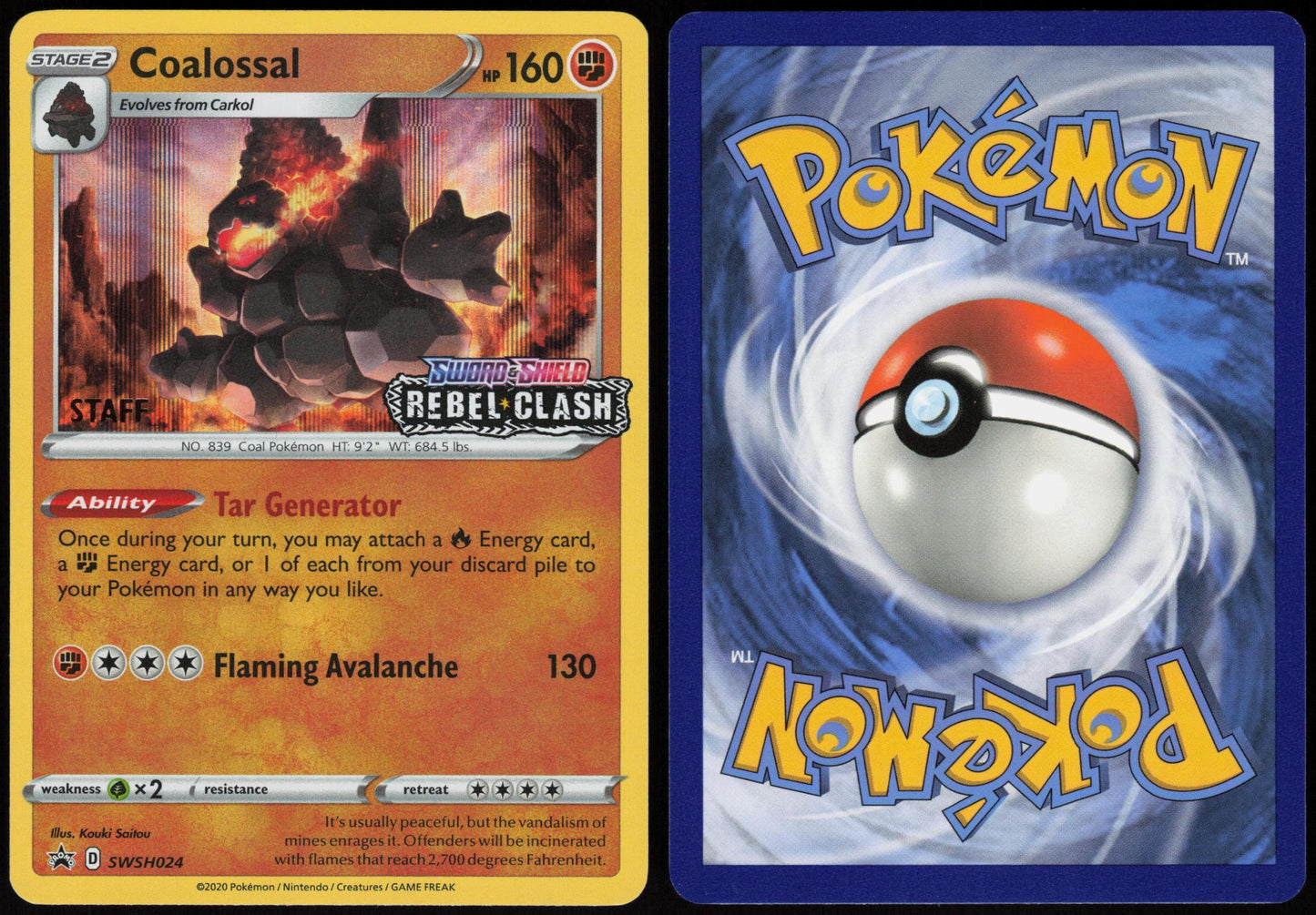 COALOSSAL (PRERELEASE) [STAFF] SWSH024 SWORD & SHIELD PROMO POKEMON HOLO NM