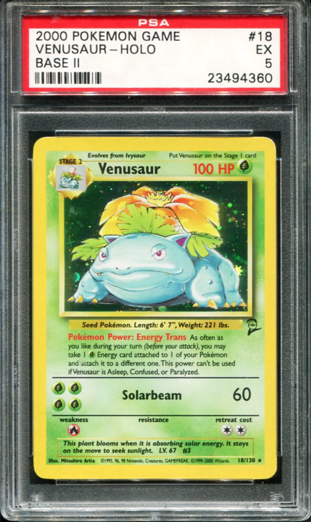 VENUSAUR HOLO 18 PSA 5 GAME BASE II POKEMON