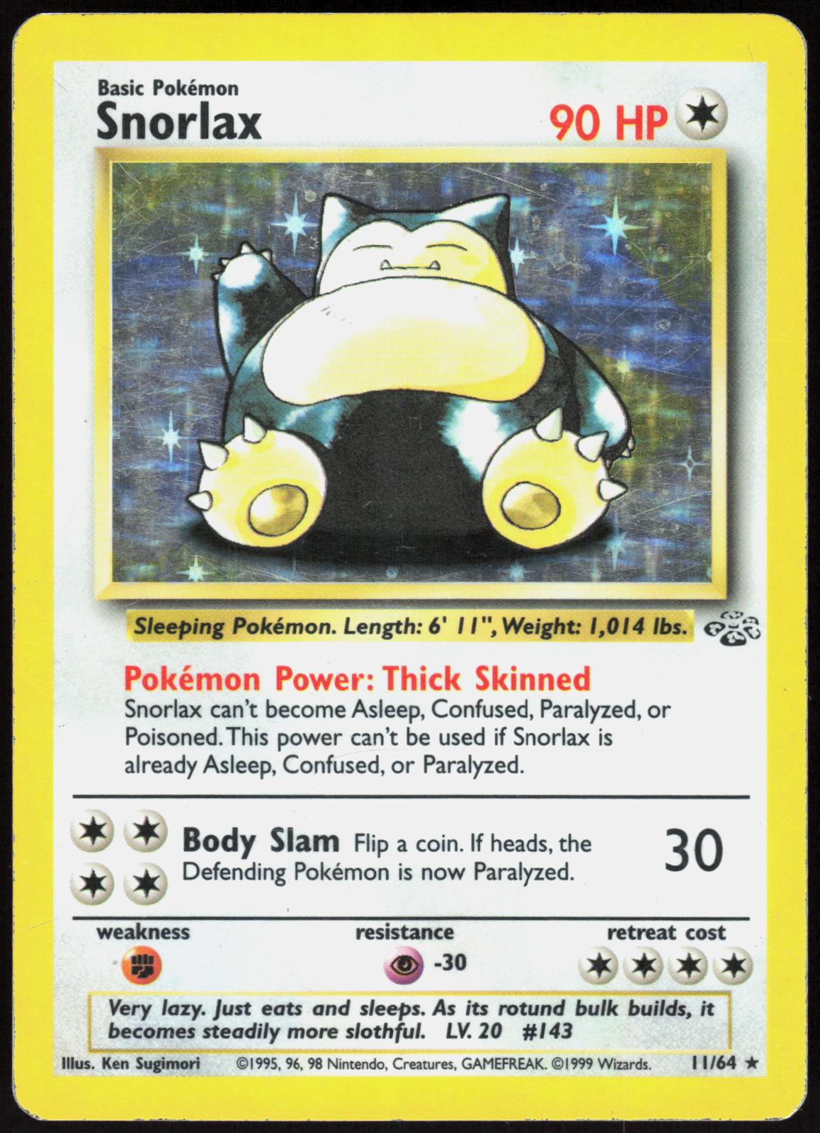SNORLAX 11/64 JUNGLE POKEMON RARE UNLIMITED HOLO HP