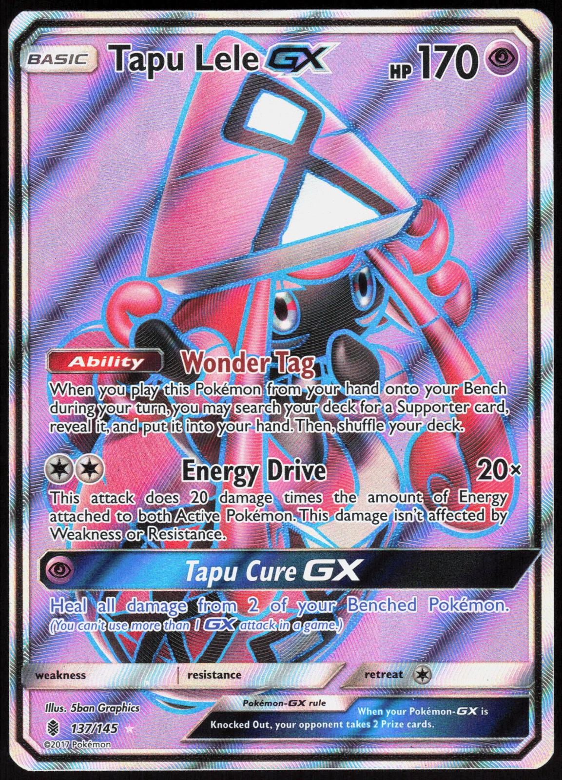 TAPU LELE GX (FULL ART) 137/145 GUARDIANS RISING POKEMON ULTRA RARE HOLO LP