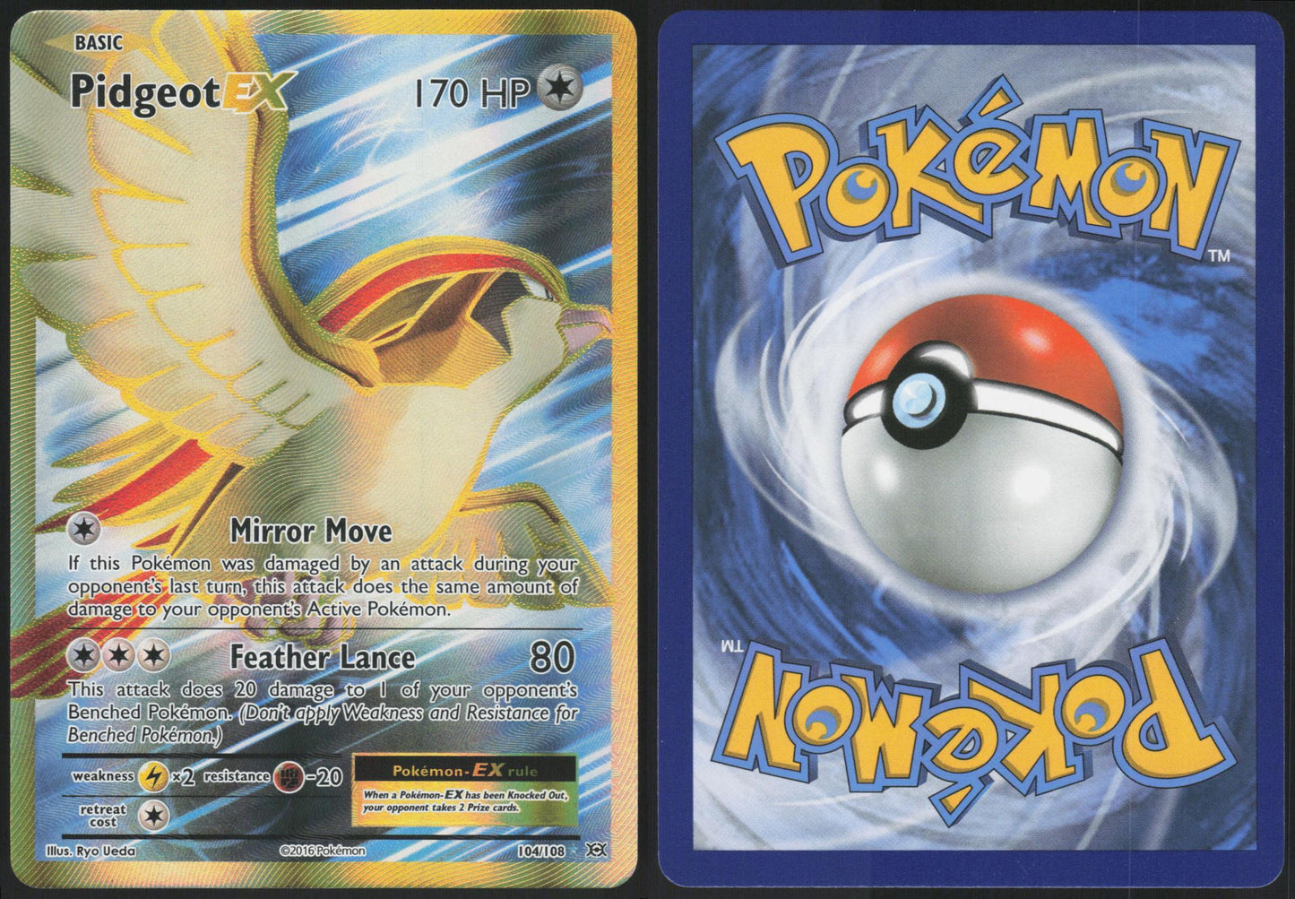 PIDGEOT EX 104/108 EVOLUTIONS POKEMON ULTRA RARE HOLO LP