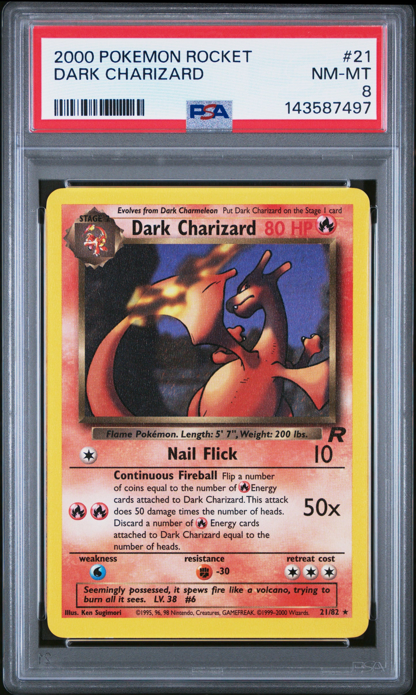 POKEMON TCG - DARK CHARIZARD 21 PSA 8 ROCKET POKEMON