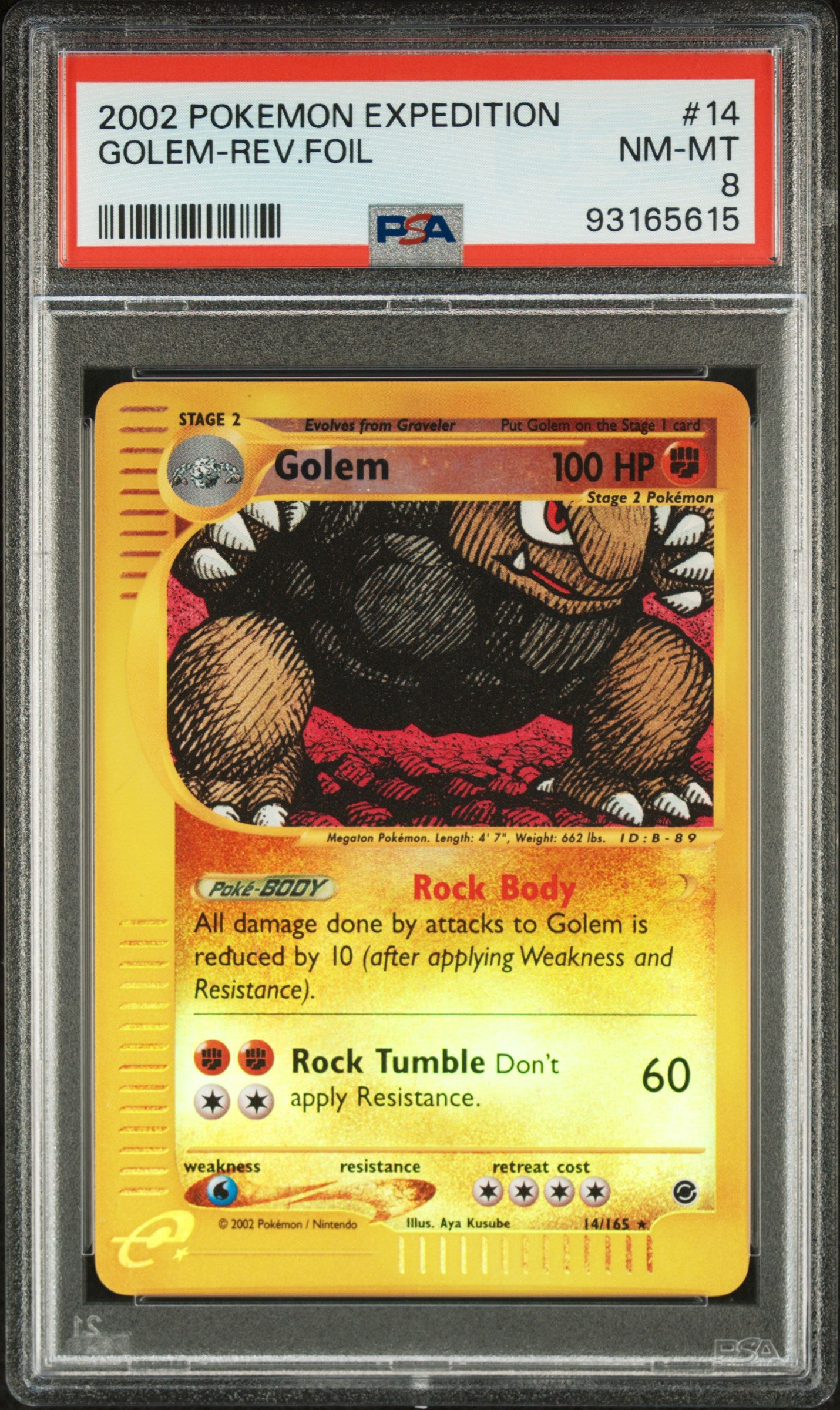POKEMON TCG - GOLEM REVERSE HOLO 14/165 PSA 8 EXPEDITION POKEMON