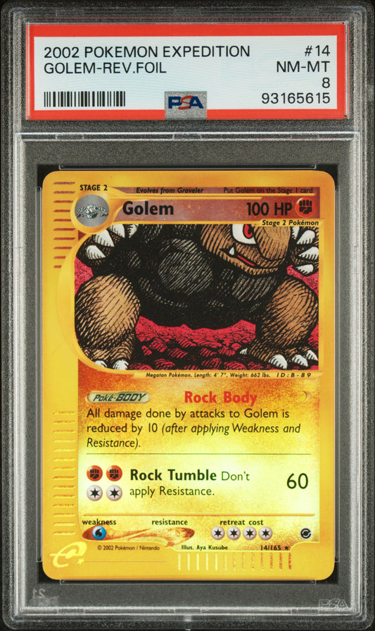 POKEMON TCG - GOLEM REVERSE HOLO 14/165 PSA 8 EXPEDITION POKEMON