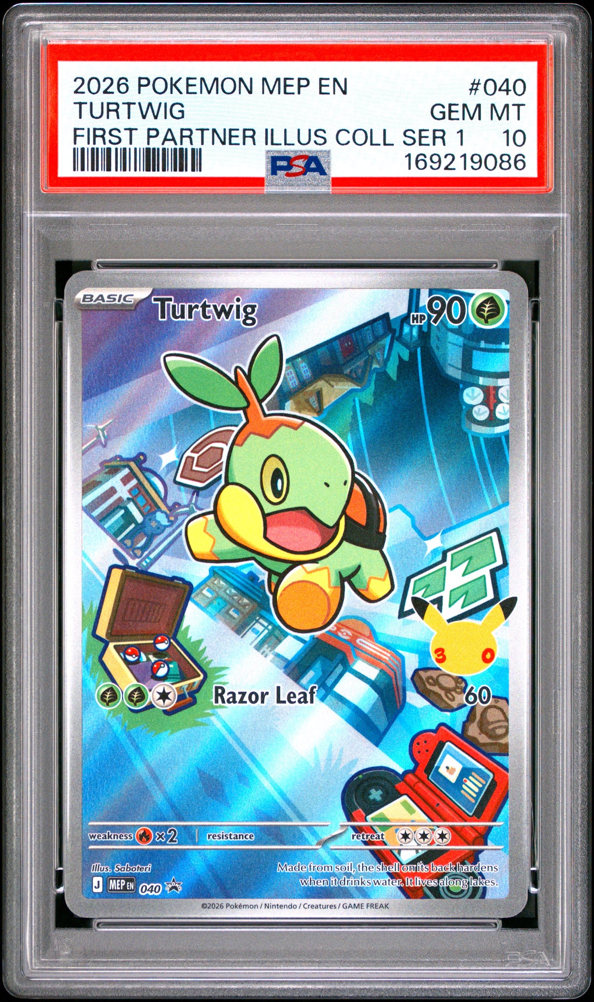 TURTWIG 040 PSA 10 FIRST PARTNER ILLUSTRATION COLLECTION SERIES 1 POKEMON