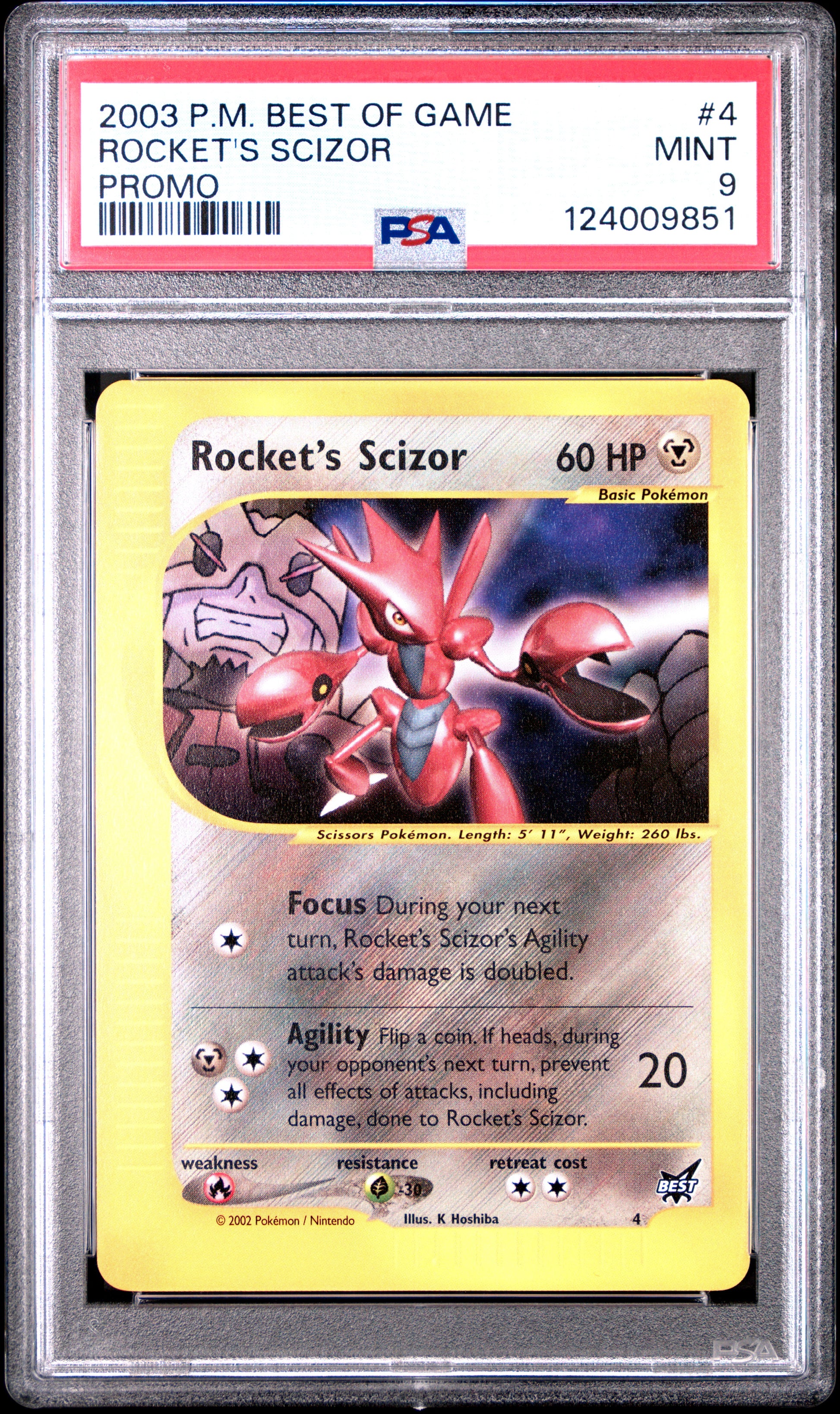 ROCKET'S SCIZOR 4/9 PSA 9 BEST OF GAME PROMO POKEMON