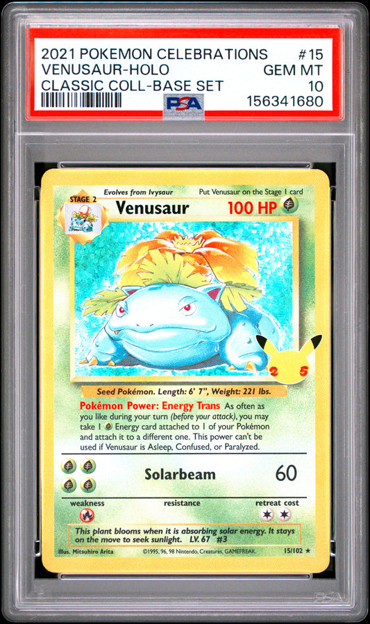VENUSAUR HOLO 15 PSA 10 CELEBRATIONS CLASSIC COLLECTION POKEMON