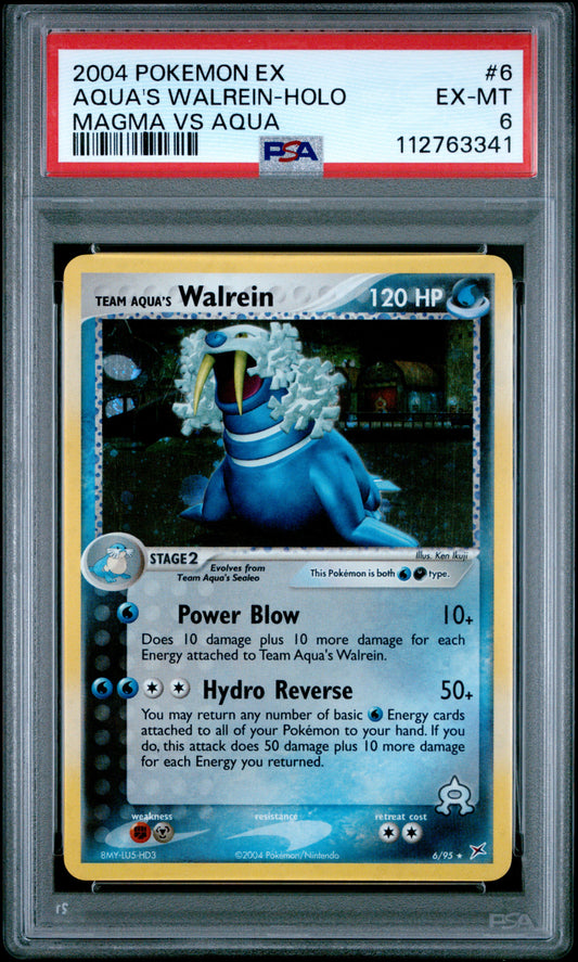 TEAM AQUA'S WALREIN HOLO 6/95 PSA 6 TEAM MAGMA VS TEAM AQUA POKEMON