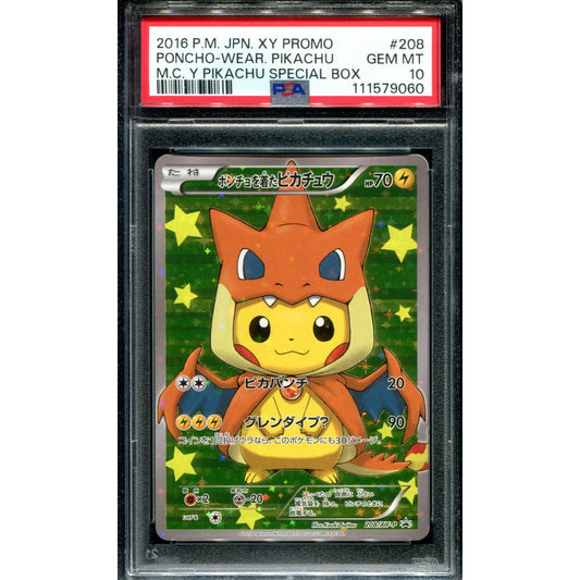 POKEMON TCG - PONCHO-WEARING PIKACHU 208/XY-P POKEMON PSA 10 MEGA CHARIZARD Y PIKACHU SPECIAL BOX